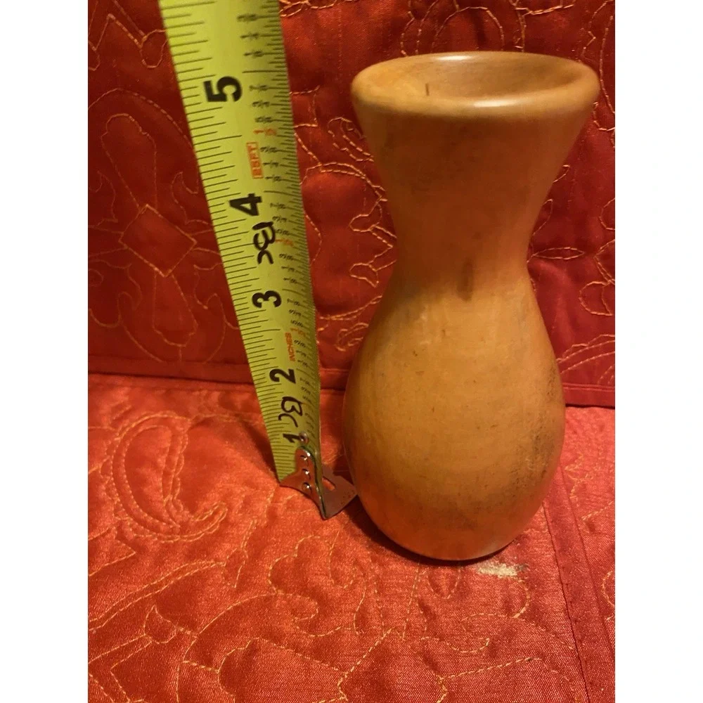 Hand Turned Natural Wood Grain Flower Vase 5.5 x 3 Hand Crafted‎ Farmhouse Artsy